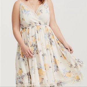 Torrid Cream skater floral dress